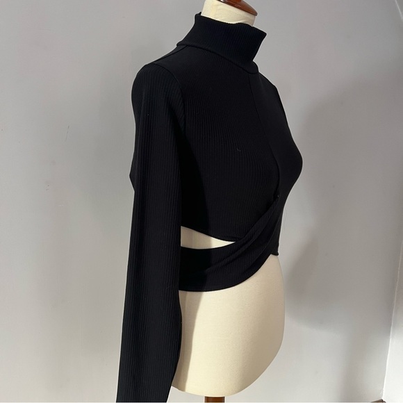 Porsha Williams black two piece co ord set turtleneck crop top maxi skirt fitted - Picture 5 of 13